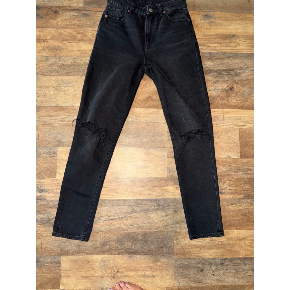 American Eagle women’s STRIGID distressed mom black denim jeans - Picture 2 of 16